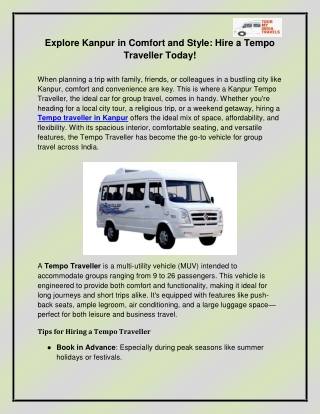 Tempo traveller in Kanpur