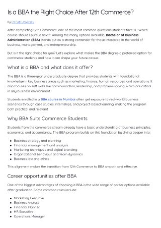 is a bba the right choice after 12th commerce