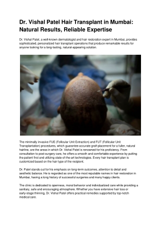 Dr. Vishal Patel Hair Transplant in Mumbai_ Natural Results, Reliable Expertise