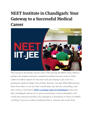 NEET Institute in Chandigarh_ Your Gateway to a Successful Medical Career