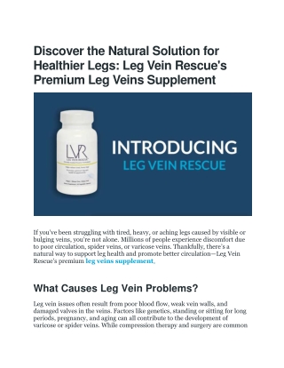 discover the natural solution for healthier legs