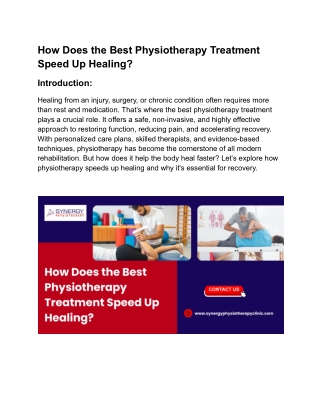 How Does the Best Physiotherapy Treatment Speed Up Healing_