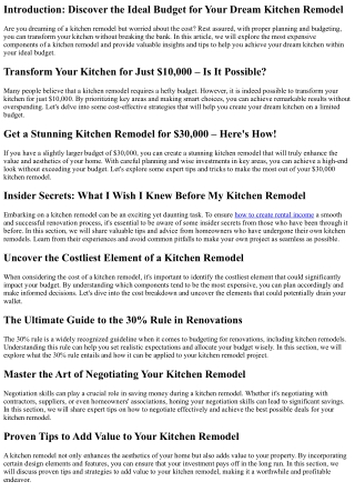 The Most Expensive Components of a Kitchen Remodel