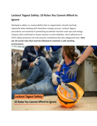 Lockout Tagout Safety 10 Rules You Cannot Afford to Ignore