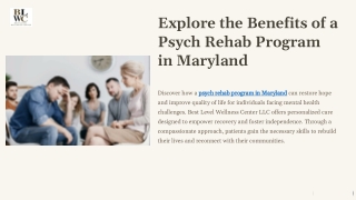 Explore the Benefits of a Psych Rehab Program Maryland Today