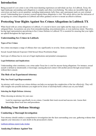 Protecting Your Rights Against Sex Crimes Allegations in Lubbock TX