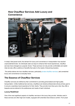 how chauffeur services add luxury and convenience