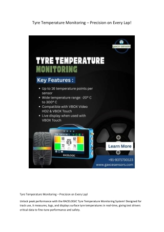 tyre temperature monitoring precision on every lap