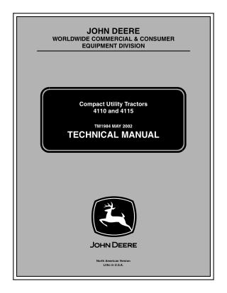 JOHN DEERE 4110 COMPACT UTILITY TRACTOR Service Repair Manual Instant Download (TM1984)