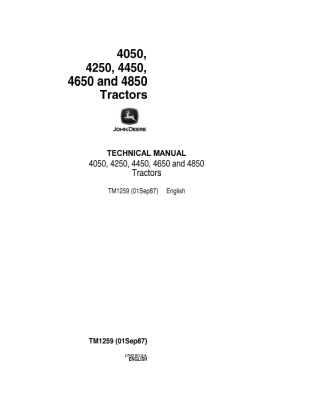 JOHN DEERE 4250 TRACTOR Service Repair Manual Instant Download (tm1259)