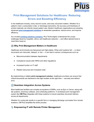 print management solutions for healthcare