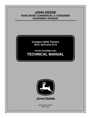 John Deere 4610 Compact Utility Tractor Service Repair Manual Instant Download (TM1986)