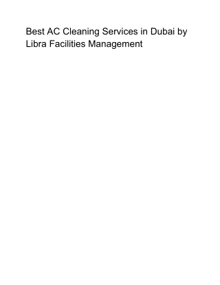 Best AC Cleaning Services in Dubai by Libra