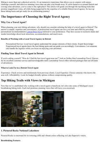 Find Your Next Adventure: Top Hiking Trails with Views from a Detroit Travel Age