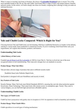 Yale and Chubb Locks Compared: Which Is Right for You?