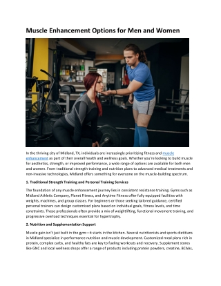 Muscle Enhancement Options for Men and Women