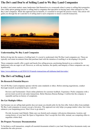 The Do's and Don'ts of Selling Land to We Buy Land Companies