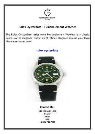 Rolex Oysterdate  Fusionelement Watches