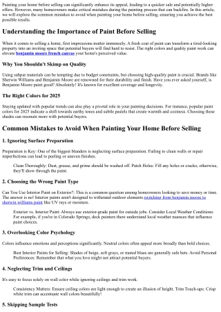 Common Mistakes to Avoid When Painting Your Home Before Selling