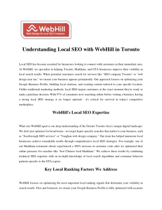 understanding local seo with webhill in toronto