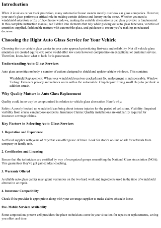 Choosing the Right Auto Glass Service for Your Vehicle