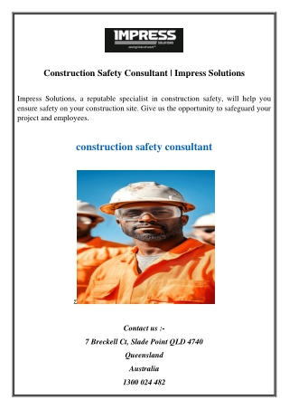 construction safety consultant impress solutions