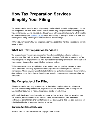 how tax preparation services simplify your filing