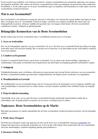 Vergelijking van de Beste Scootmobielen op de Markt