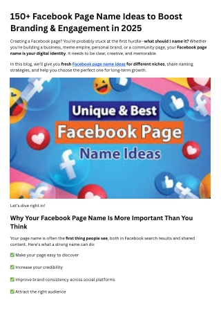 150 facebook page name ideas to boost branding