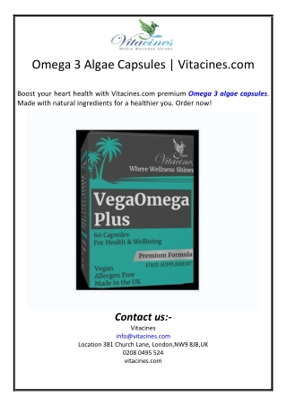 Omega 3 Algae Capsules | Vitacines.com