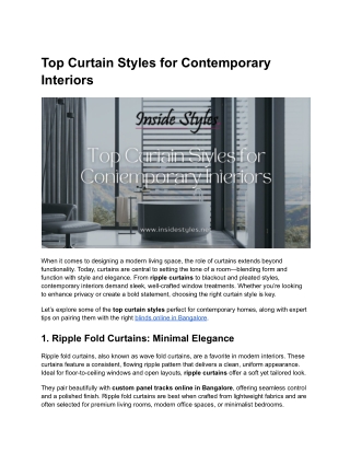 Top Curtain Styles for Contemporary Interiors