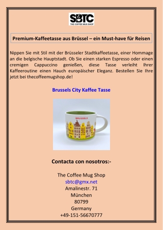 Premium-Kaffeetasse aus Brüssel ein Musthave für Reisen