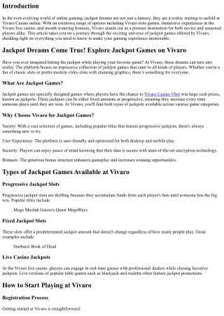 Jackpot Dreams Come True! Explore Jackpot Games on Vivaro.