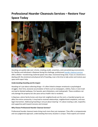 Professional Hoarder Cleanouts Services