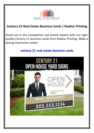 Century 21 Real Estate Business Cards  Realtor Printing