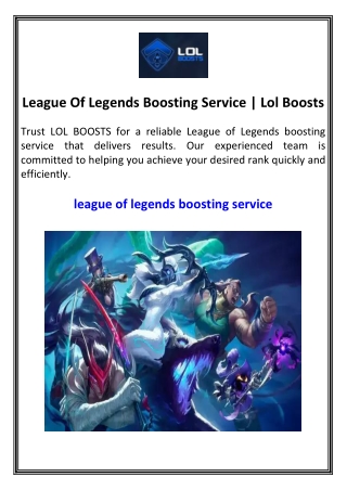 League Of Legends Boosting Service  Lol Boosts