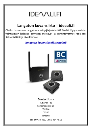 Langaton kuvansiirto  ideaali.fi