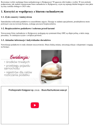 Pełna rachunkowość w Bydgoszczy – informator 2025