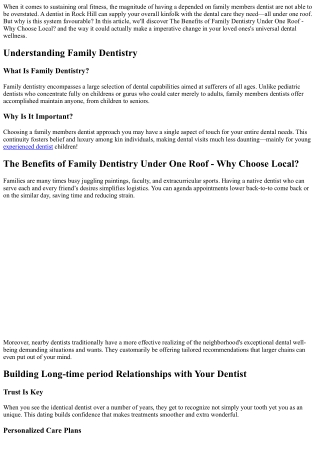 The Benefits of Family Dentistry Under One Roof - Why Choose Local?