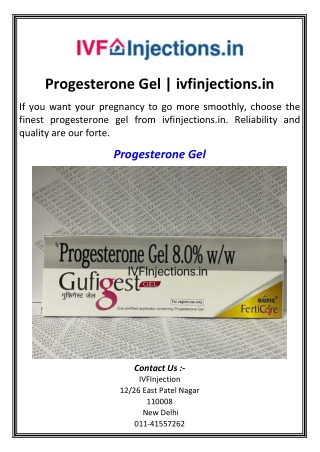 Progesterone Gel  ivfinjections.in