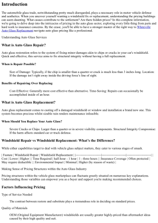 Making Sense of Pricing Structures inside the Auto Glass Industry