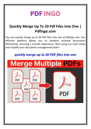 quickly merge up to 20 pdf files into one pdfingo