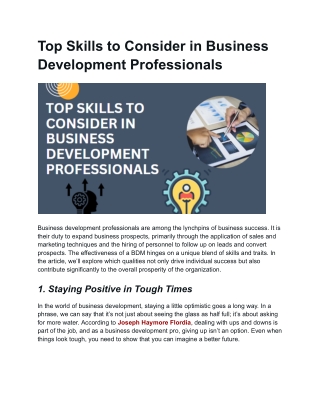 Top Skills Every Business Development Professional Must Have