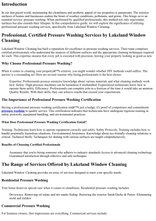 Professional, Certified Pressure Washing Services by Lakeland Window Cleaning