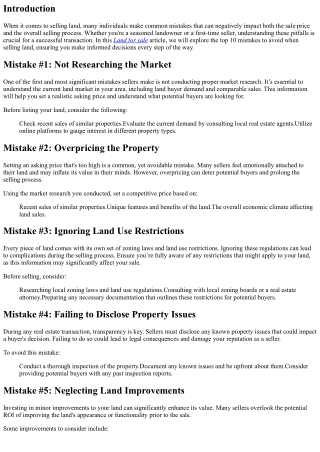 10 Mistakes to Avoid When Selling Land
