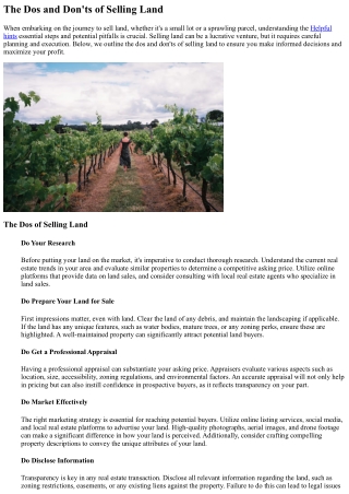 the dos and don ts of selling land