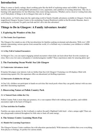 Family Adventures: Zoos, Aquariums, and More in Glasgow