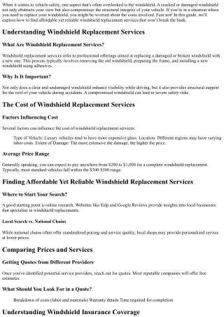 Finding Affordable Yet Reliable Windshield Replacement Services