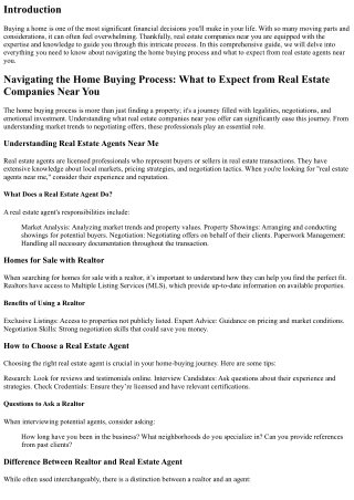 **Navigating the Home Buying Process: What to Expect from Real Estate Companies