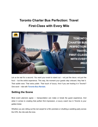 Toronto Charter Bus Perfection: Travel First-Class with Every Mile